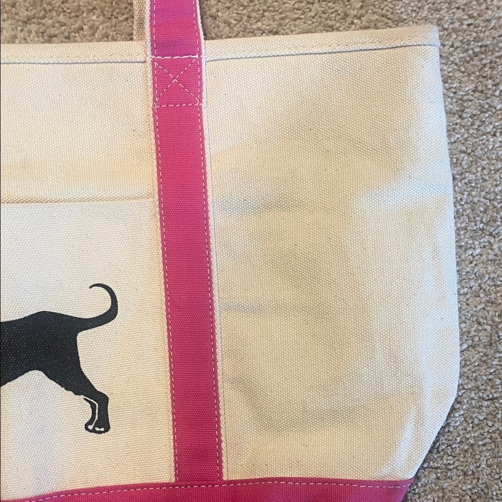 The Black Dog Pink and Cream Canvas Tote/Shoulder Bag - Picture 6 of 10